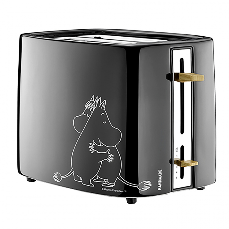 Moomin Keramisk brødrister 2 skiver svart 875W Moomin Keramisk brødrister 2 skiver svart 875W