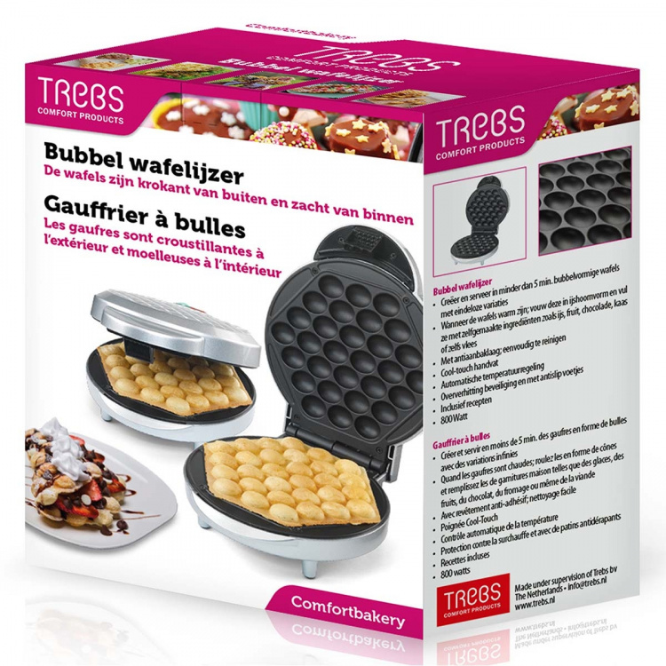 Trebs Bubble vaffeljern Comfortbakery med indikatorlampe og non-stick-belegg