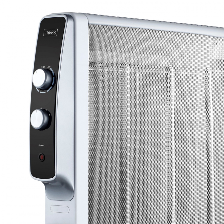 Trebs Mobil mikathermisk elektrisk varmeovn på hjul 2000W Hvit