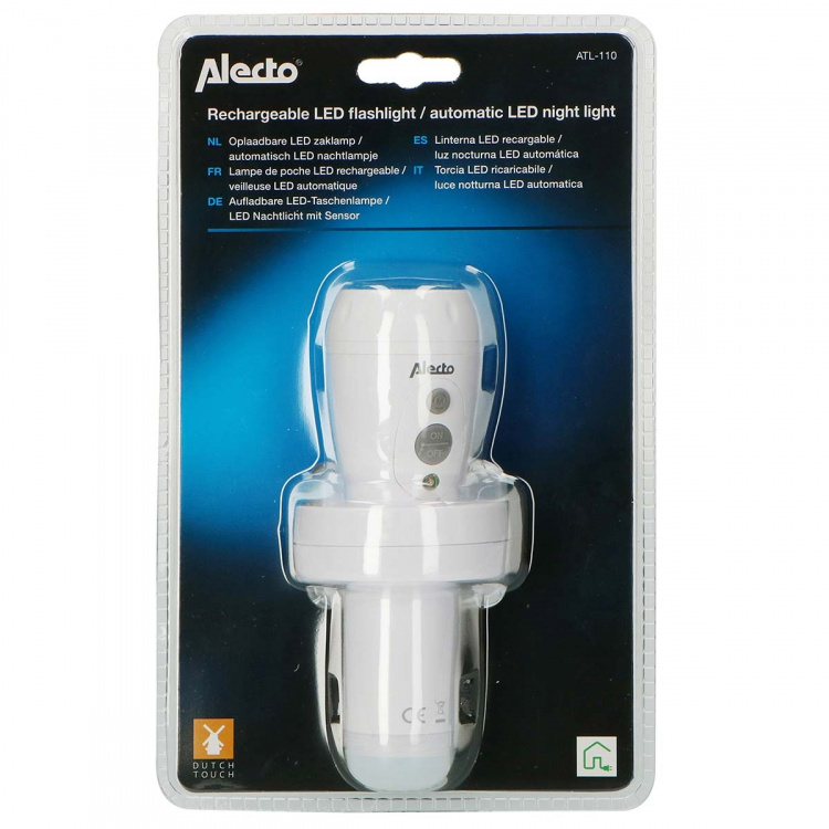 Alecto Oppladbar LED-lommelykt hvit Alecto Oppladbar LED-lommelykt hvit