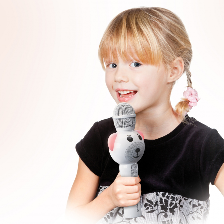 Lenco Karaokemikrofon med Bluetooth® SD-spor lys Aux-utgang Hvit