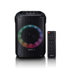 Lenco Karaokesystem med Bluetooth®, oppladbart batteri, trådløs karaokemikrofon og LED-belysning Svart