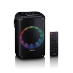 Lenco Karaokesystem med Bluetooth®, oppladbart batteri, trådløs karaokemikrofon og LED-belysning Svart