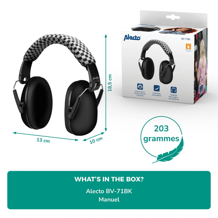 Alecto Øreklokker for babyer og småbarn Svart