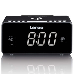Lenco Stereo FM-klokkeradio med USB og trådløs Qi-lading av smarttelefoner Svart Lenco Stereo FM-klokkeradio med USB og trådløs Qi-lading av smarttelefoner Svart