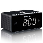 Lenco Stereo FM-klokkeradio med USB og trådløs Qi-lading av smarttelefoner Svart Lenco Stereo FM-klokkeradio med USB og trådløs Qi-lading av smarttelefoner Svart