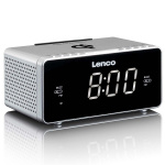 Lenco Stereo FM-klokkeradio med USB og trådløs Qi-lading av smarttelefoner Sølv Lenco Stereo FM-klokkeradio med USB og trådløs Qi-lading av smarttelefoner Sølv