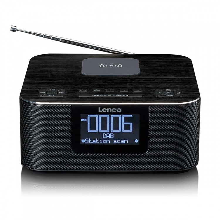 Lenco Stereoklokkeradio med DAB+ FM Bluetooth® trådløs lading Lenco Stereoklokkeradio med DAB+ FM Bluetooth® trådløs lading