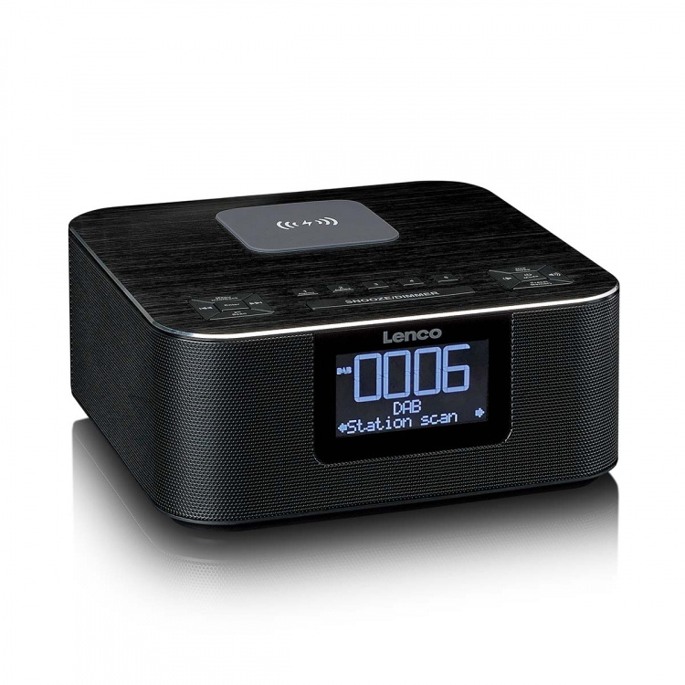 Lenco Stereoklokkeradio med DAB+ FM Bluetooth® trådløs lading Lenco Stereoklokkeradio med DAB+ FM Bluetooth® trådløs lading