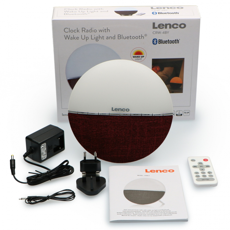 Lenco FM vekkerklokkeradio - Wake up light med Bluetooth® Red Lenco FM vekkerklokkeradio - Wake up light med Bluetooth® Red