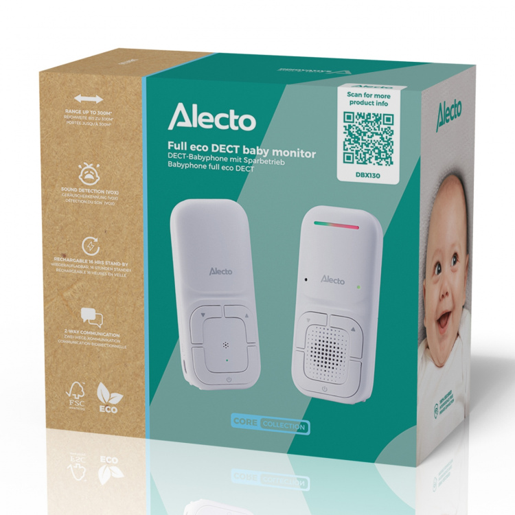 Alecto Moderne Full Eco audio babymonitor med krystallklar DECT-lydkvalitet og lang standby-tid Hvit Alecto Moderne Full Eco audio babymonitor med krystallklar DECT-lydkvalitet og lang standby-tid Hvit