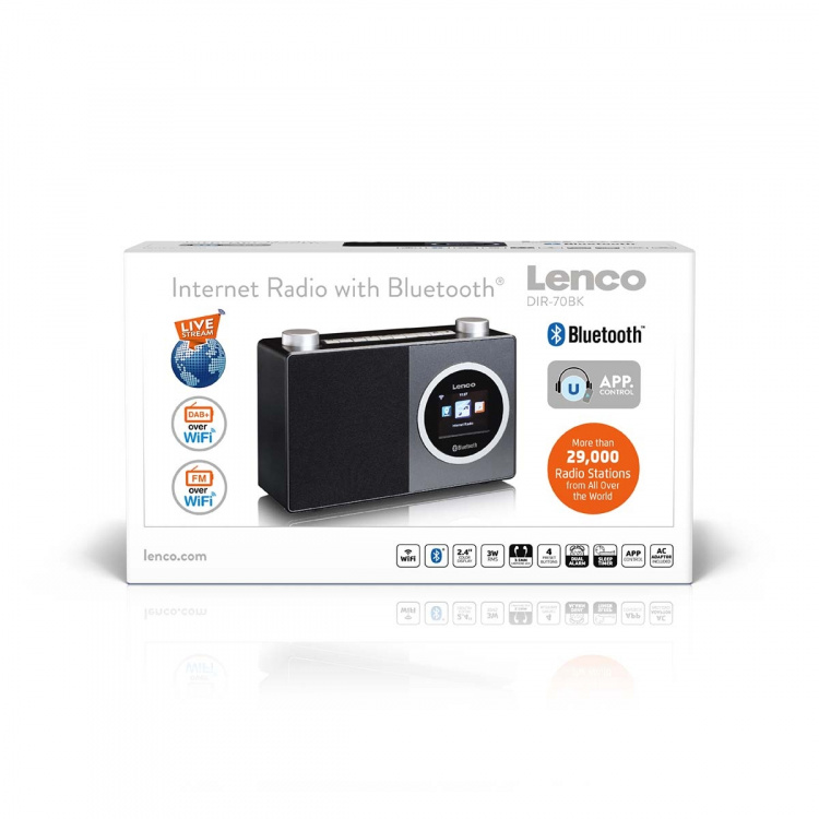 Lenco Internettradio med fargeskjerm og Bluetooth® Black Lenco Internettradio med fargeskjerm og Bluetooth® Black