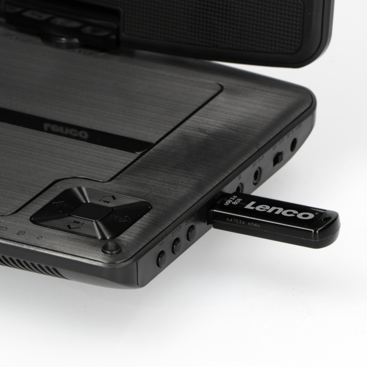 Lenco 9 tommers bærbar DVD ny design med brakett Svart