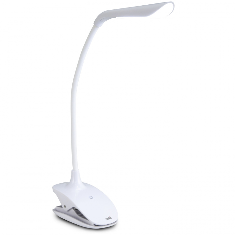 Fysic Oppladbar LED-lampe med klemme Hvit Fysic Oppladbar LED-lampe med klemme Hvit