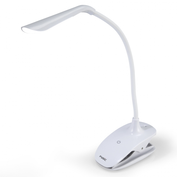 Fysic Oppladbar LED-lampe med klemme Hvit Fysic Oppladbar LED-lampe med klemme Hvit