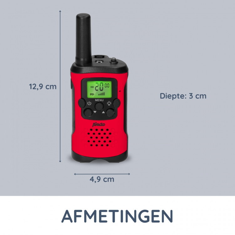 Alecto Sett med 2 walkie talkies med rekkevidde på opptil 7 kilometer Rød / svart