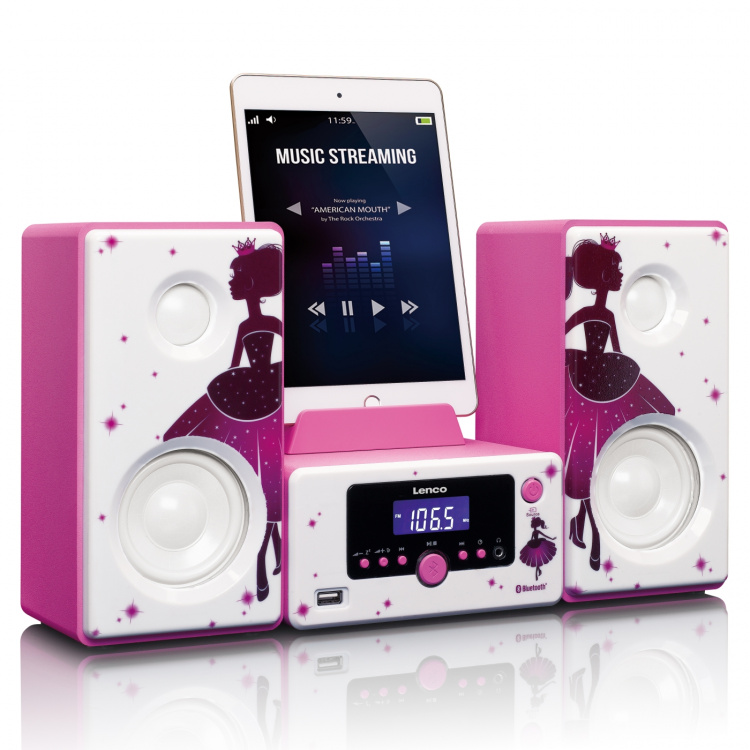 Lenco Micro set vekkerklokke Bluetooth® FM-radio USB aux-in Princess Lenco Micro set vekkerklokke Bluetooth® FM-radio USB aux-in Princess