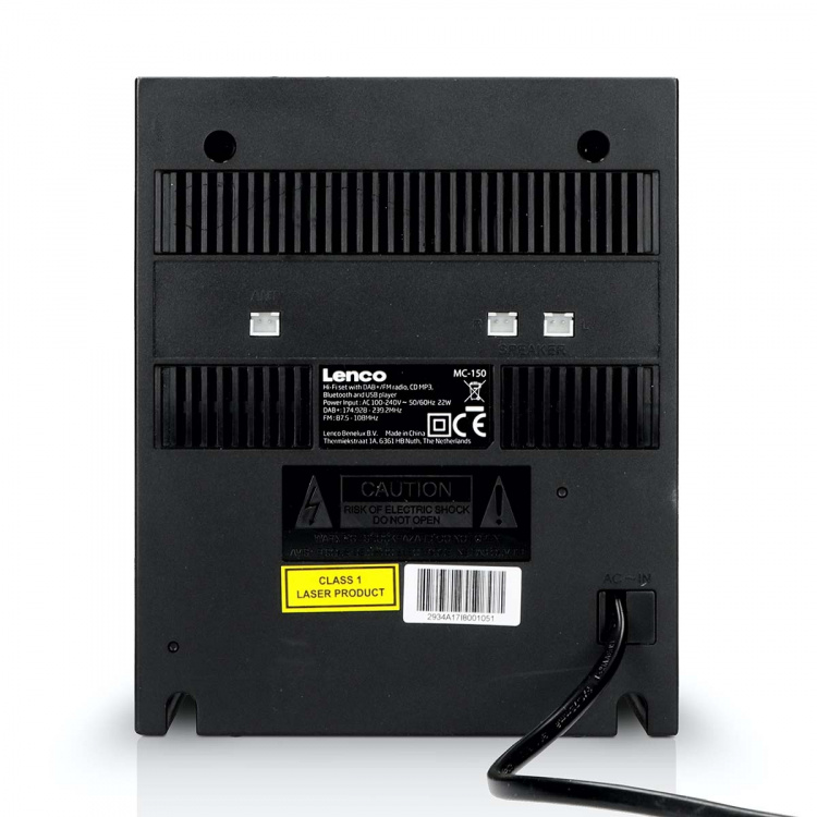 Lenco Micro-apparat med DAB+/FM/CD/Bluetooth® & USB-spiller - Svart Lenco Micro-apparat med DAB+/FM/CD/Bluetooth® & USB-spiller - Svart