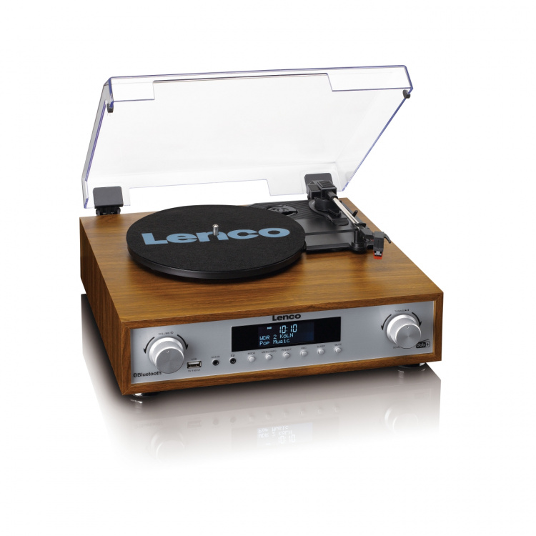 Lenco HiFi stereoanlegg med platespiller, DAB+/FM-radio og Bluetooth® Wood Lenco HiFi stereoanlegg med platespiller, DAB+/FM-radio og Bluetooth® Wood