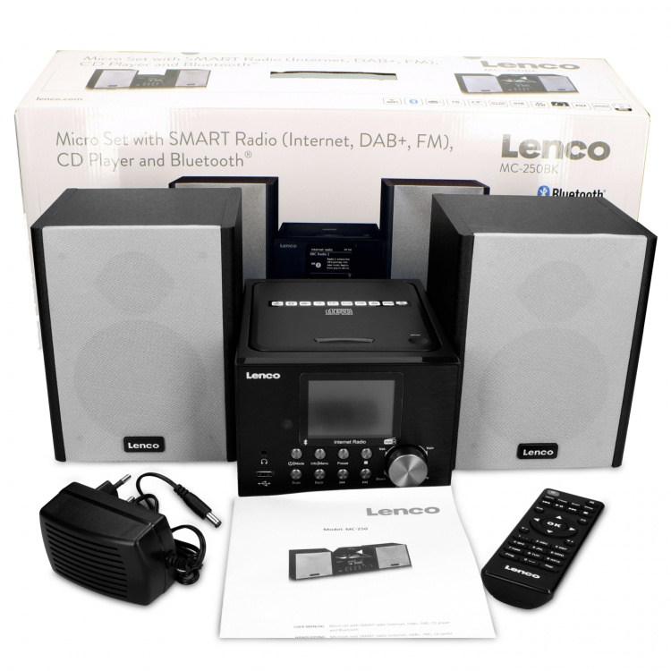 Lenco Mikroapparat med internett/ DAB+ radio Bluetooth® CD MP3 Svart Lenco Mikroapparat med internett/ DAB+ radio Bluetooth® CD MP3 Svart