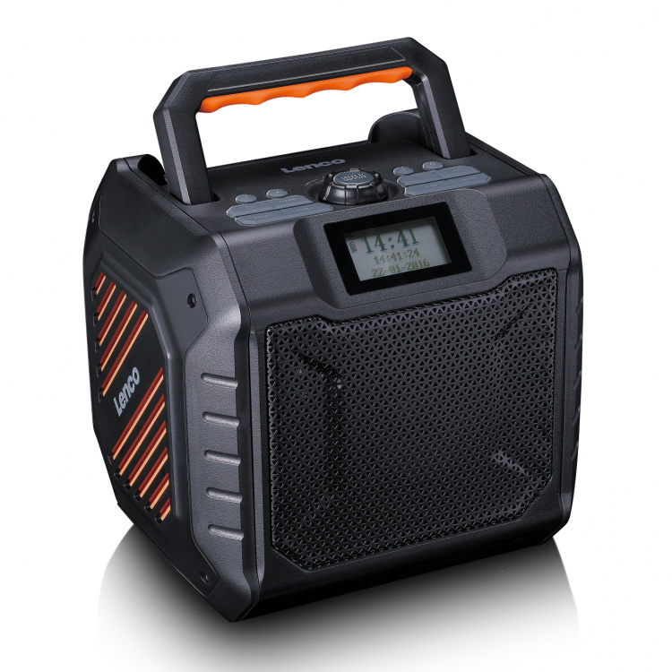 Lenco Kraftig bærbar utendørs DAB+/FM-radio med Bluetooth® IPX5 vanntett grå Lenco Kraftig bærbar utendørs DAB+/FM-radio med Bluetooth® IPX5 vanntett grå