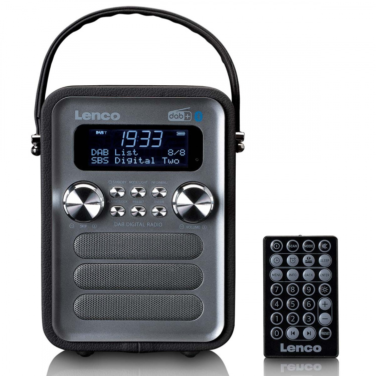 Lenco Bærbar DAB+ FM-radio med Bluetooth® og AUX-inngang, oppladbart batteri Svart Lenco Bærbar DAB+ FM-radio med Bluetooth® og AUX-inngang, oppladbart batteri Svart