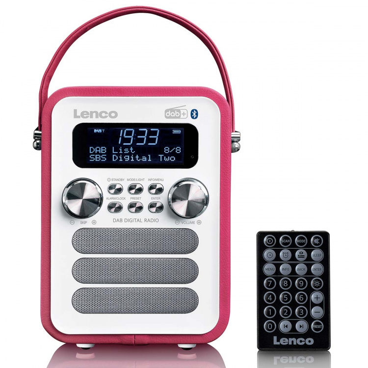Lenco Bærbar DAB+ FM-radio med Bluetooth® og AUX-inngang, oppladbart batteri Hvit Lenco Bærbar DAB+ FM-radio med Bluetooth® og AUX-inngang, oppladbart batteri Hvit
