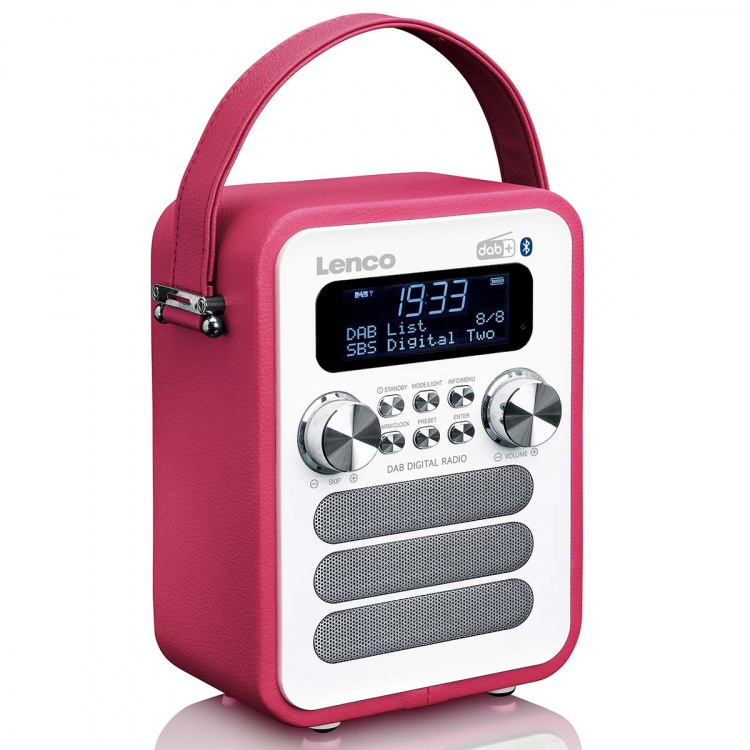 Lenco Bærbar DAB+ FM-radio med Bluetooth® og AUX-inngang, oppladbart batteri Hvit Lenco Bærbar DAB+ FM-radio med Bluetooth® og AUX-inngang, oppladbart batteri Hvit