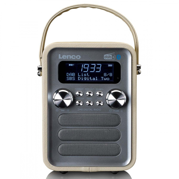 Lenco Bærbar DAB+ FM-radio med Bluetooth® og AUX-inngang, oppladbart batteri Taupe