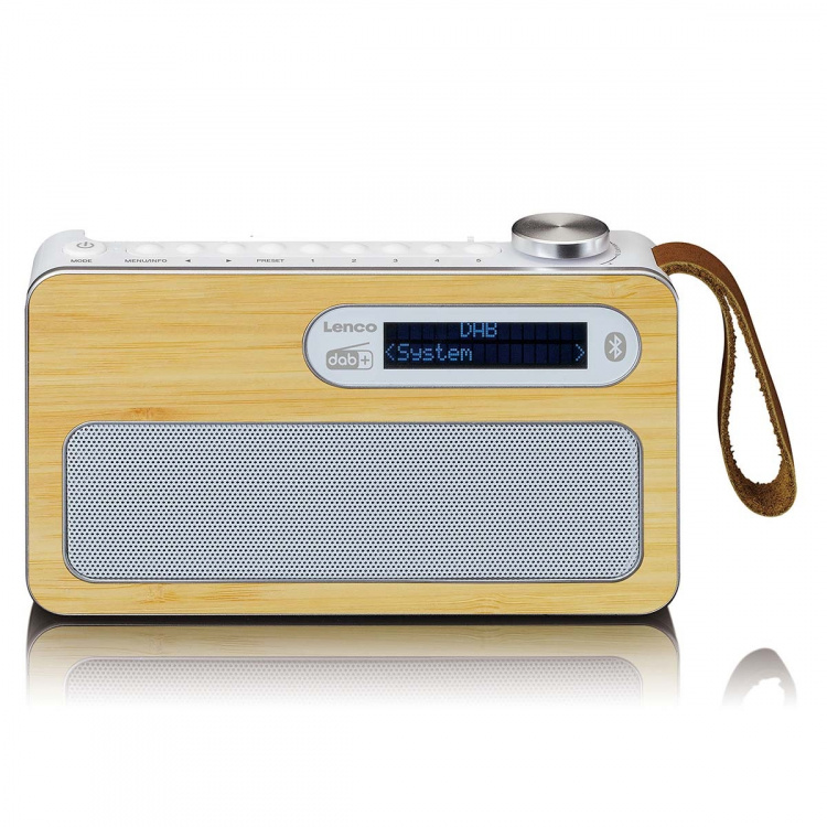 Lenco Bærbar DAB+/ FM-radio med Bluetooth® Bamboo White Lenco Bærbar DAB+/ FM-radio med Bluetooth® Bamboo White