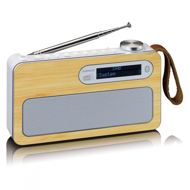 Lenco Bærbar DAB+/ FM-radio med Bluetooth® Bamboo White Lenco Bærbar DAB+/ FM-radio med Bluetooth® Bamboo White