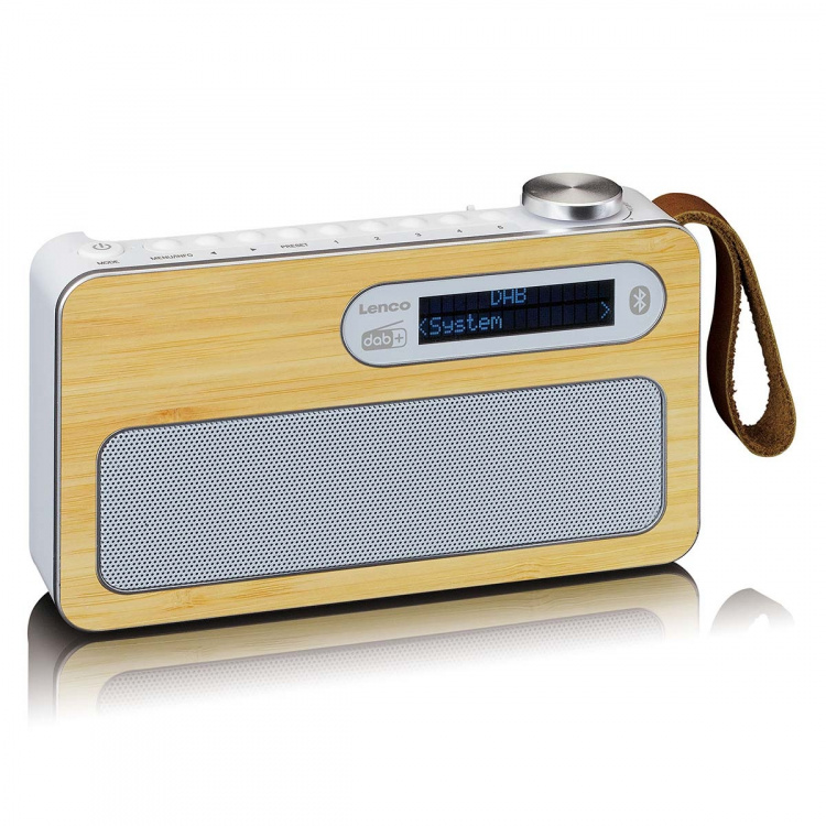Lenco Bærbar DAB+/ FM-radio med Bluetooth® Bamboo White Lenco Bærbar DAB+/ FM-radio med Bluetooth® Bamboo White