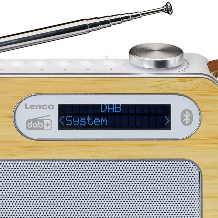Lenco Bærbar DAB+/ FM-radio med Bluetooth® Bamboo White Lenco Bærbar DAB+/ FM-radio med Bluetooth® Bamboo White