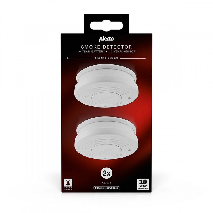Alecto Røykvarsler med 10 års batteri- og sensortid 2-pk Hvit