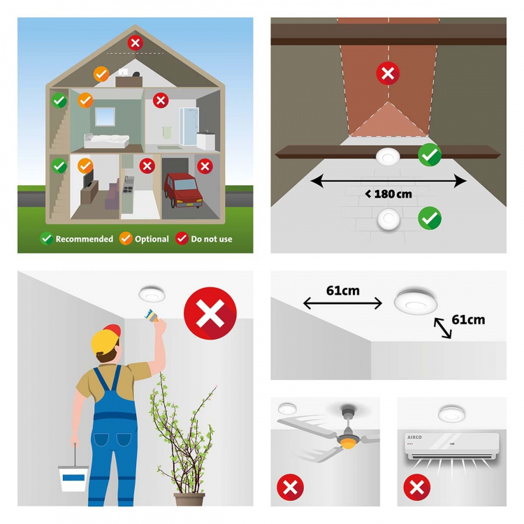 Alecto Røykvarsler med stilleknapp 2-pk Hvit Alecto Røykvarsler med stilleknapp 2-pk Hvit