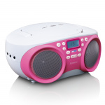 Lenco Bærbar FM-radio/CD/MP3- og USB-spiller Rosa