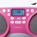 Lenco Bærbar FM-radio/CD/MP3- og USB-spiller Rosa