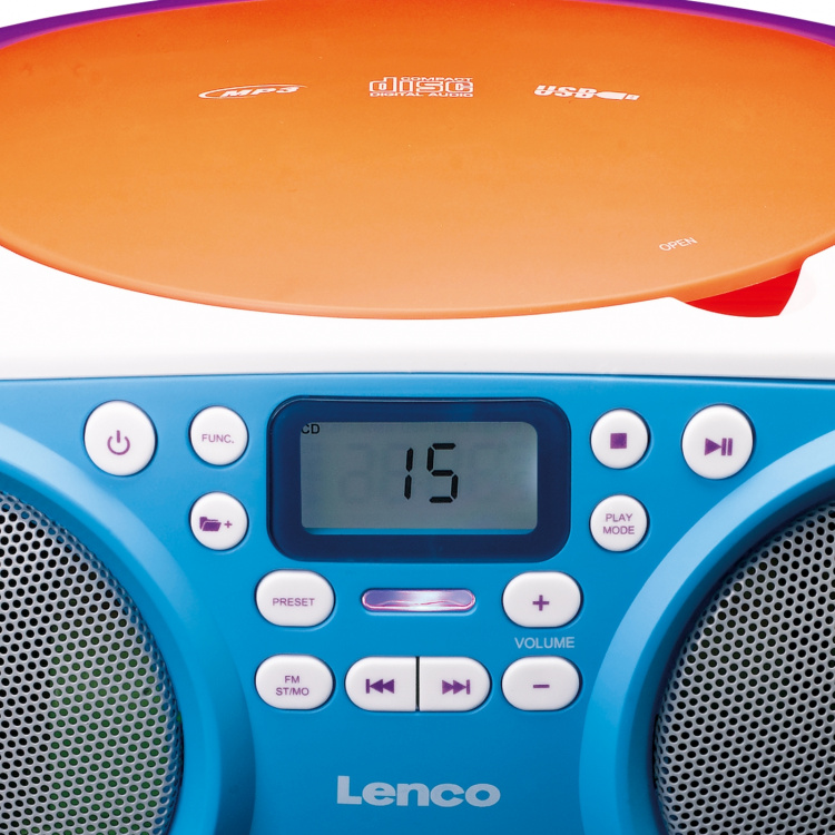 Lenco Bærbar FM-radio og CD/USB-spiller Flerfarget