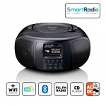 Lenco Bærbar internettradio med DAB+/FM, Bluetooth®, CD-spiller og stor LCD-fargeskjerm Svart
