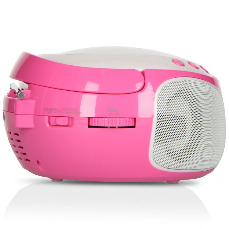 Lenco Bærbar FM-radio CD/MP3/USB-mikrofon og lyseffekter Rosa
