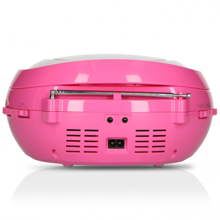 Lenco Bærbar FM-radio CD/MP3/USB-mikrofon og lyseffekter Rosa