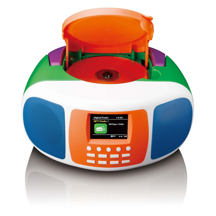 Lenco Bærbar DAB+/FM-radio med Bluetooth®, CD-spiller og stor LCD-fargeskjerm Glade farger for barn