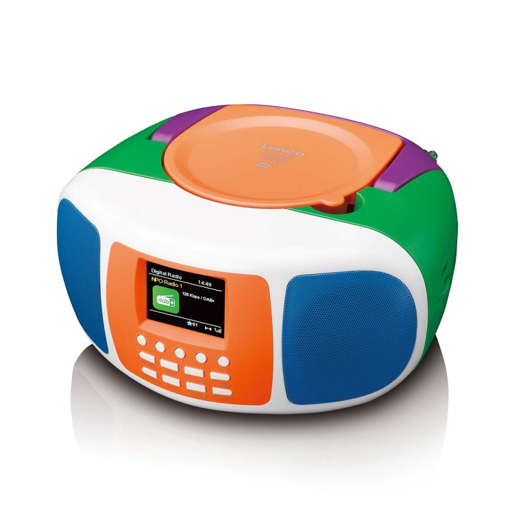 Lenco Bærbar DAB+/FM-radio med Bluetooth®, CD-spiller og stor LCD-fargeskjerm Glade farger for barn
