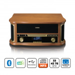Lenco Retro platespiller i tre med Bluetooth®, DAB+/FM-radio, USB-koding, CD-spiller, kassettspiller og innebygde høyttalere Lenco Retro platespiller i tre med Bluetooth®, DAB+/FM-radio, USB-koding, CD-spiller, kassettspiller og innebygde høyttalere