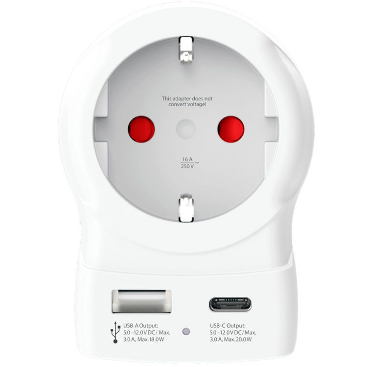 SKROSS Reiseadapter Europa til USA og andre USB-A/USB-C 20W PD jordet SKROSS Reiseadapter Europa til USA og andre USB-A/USB-C 20W PD jordet