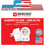 SKROSS Reiseadapter Europa til USA og andre USB-A/USB-C 20W PD jordet SKROSS Reiseadapter Europa til USA og andre USB-A/USB-C 20W PD jordet