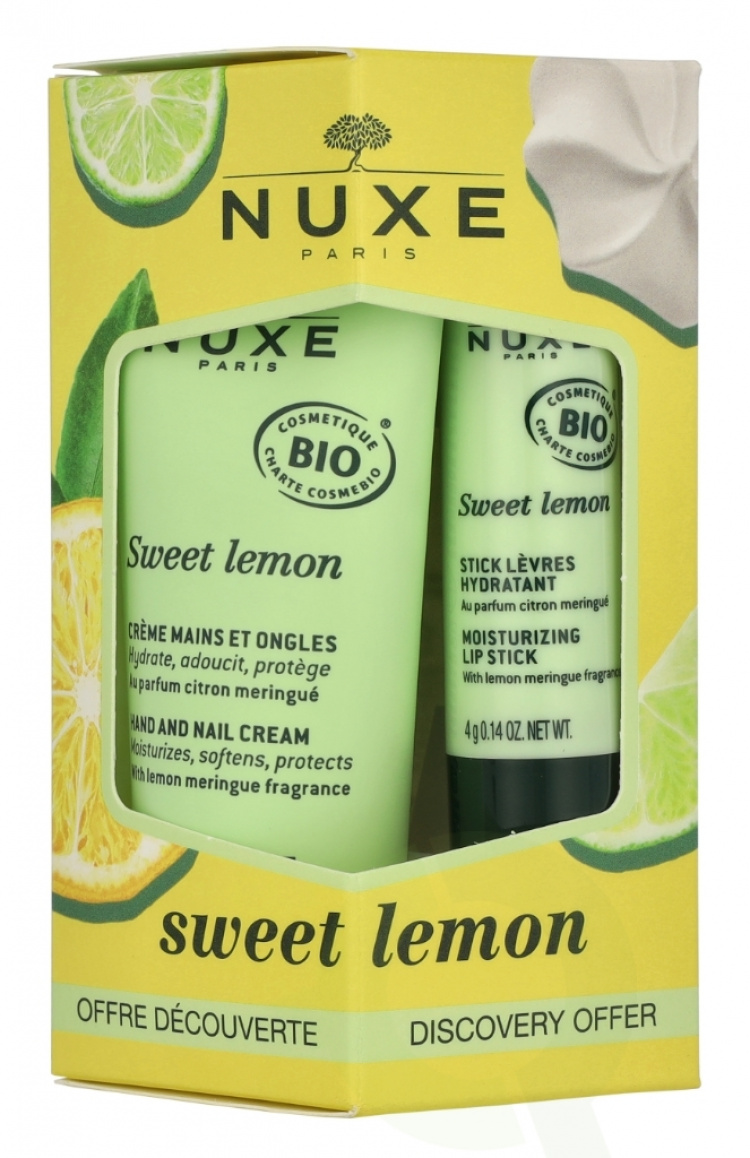 Nuxe Sweet Lemon Kit 34 ml Softening Lip Stick 4g/Hand And Nail Cream 30ml