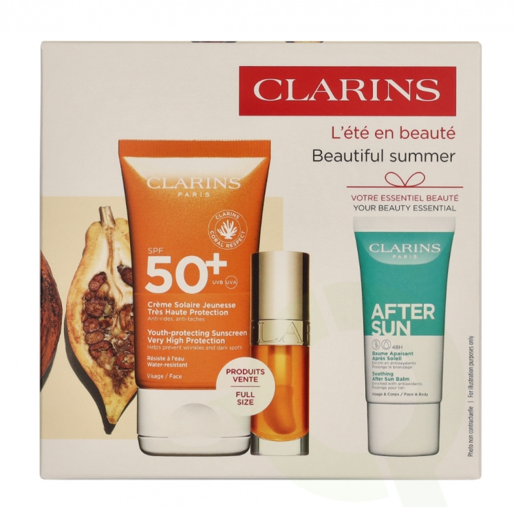 Clarins Beautiful Summer Giftset 87 ml Sun Cream 50ml/Lip Oil 7ml/Sun Balm 30ml