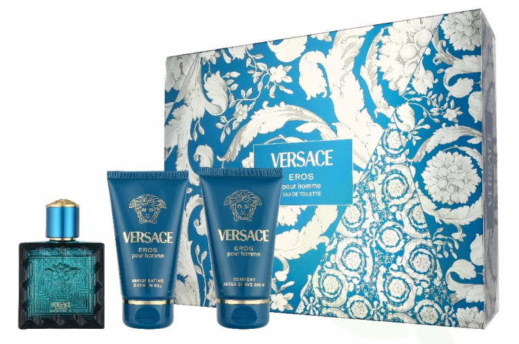 Versace Eros Pour Homme Giftset 150 ml Edt Spray 50ml/Bath & Shower Gel 50ml/Aftershave Balm 50ml