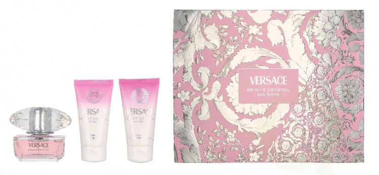 Versace Bright Crystal Giftset 150 ml Edt Spray 50ml/Bath & Shower Gel 50ml/Body Lotion 50ml